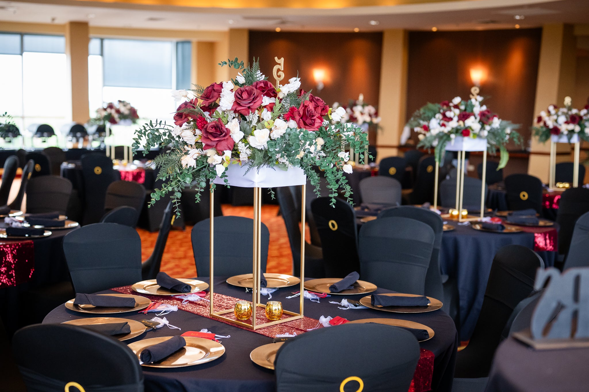 Big Beautiful Burgundy Table Centerpiece Package