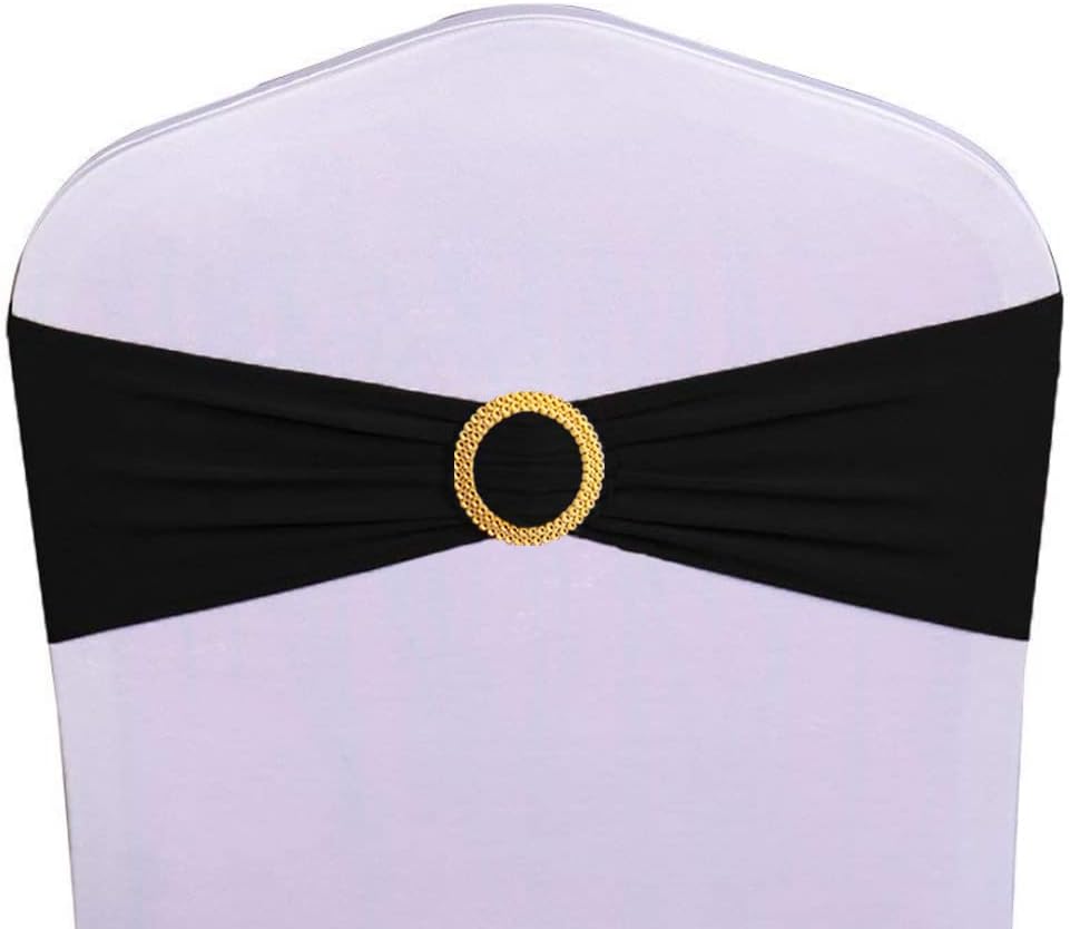 Black Chair Sashes w/Gold Buckle