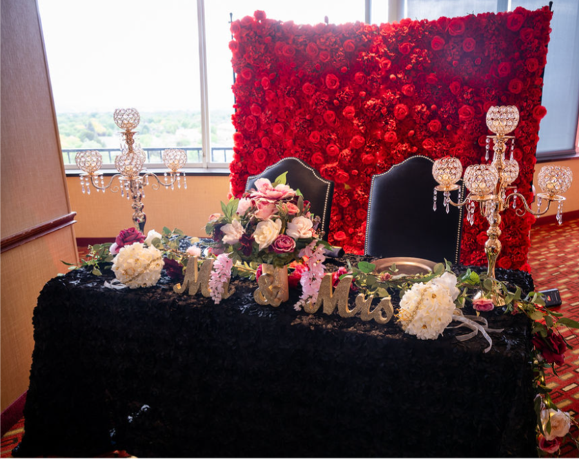 Burgundy & Black Sweetheart Table Package