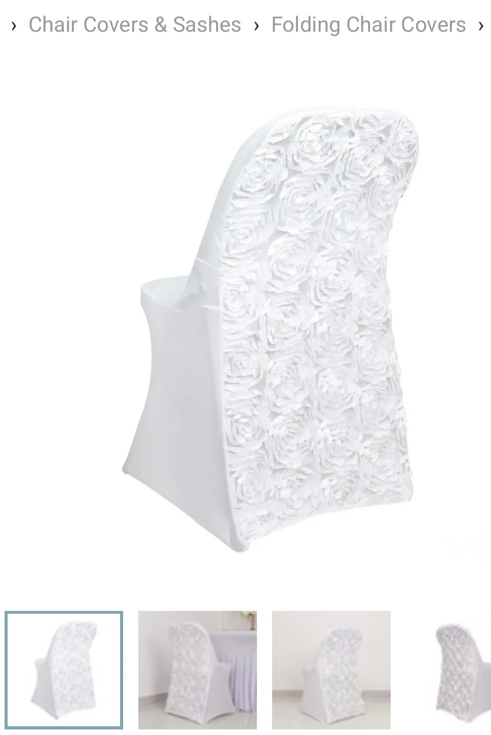 White 3D Floral Folding Chair Covers