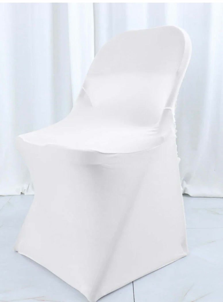 White 3D Floral Folding Chair Covers